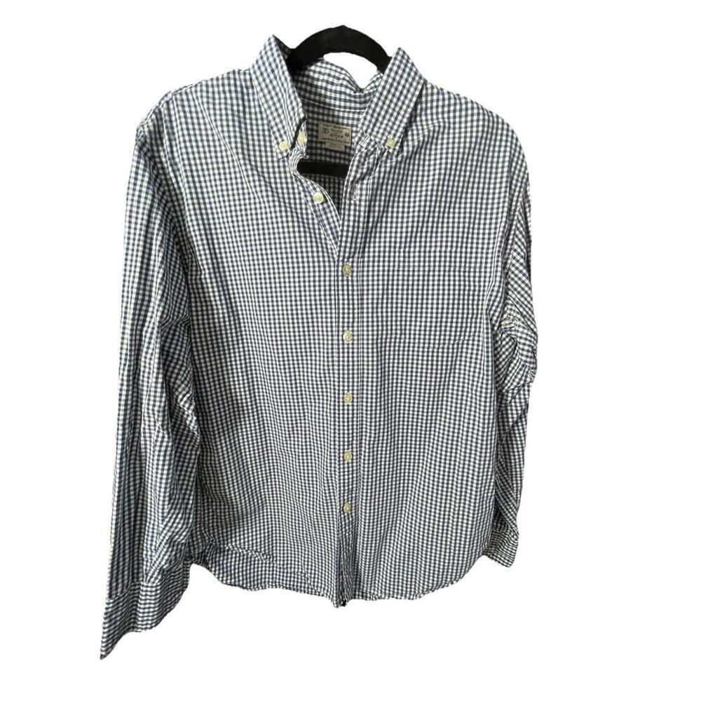 Tailored by J. Crew Mens 100% Cotton Med White Gingham LS Shirt Classic Sz M